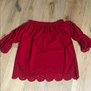 Off the shoulder laser cut top